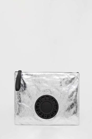 Kožená listová kabelka Karl Lagerfeld strieborná farba