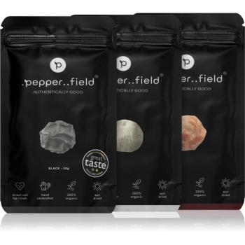 .pepper..field Kampotský pepř čierný,červený a bielý darčeková sada 3x50 g