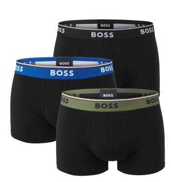 BOSS - boxerky 3PACK cotton stretch power black s army green pásom - limitovaná fashion edícia (HUGO BOSS)-L (90-98 cm)