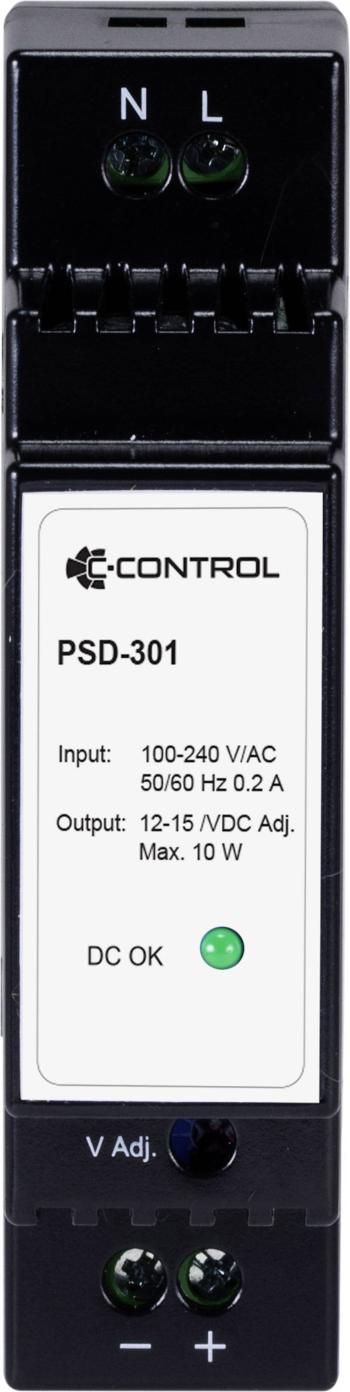 C-Control PSD-301 sieťový zdroj na montážnu lištu (DIN lištu) Spotreba (Stand-By) 0.3 W 12 V/DC 0.85 A 10 W 1 x