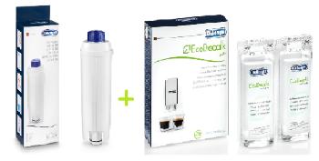 DeLonghi DLS C002 vodný filter 1ks + DeLonghi EcoDecalk mini 2x100 ml