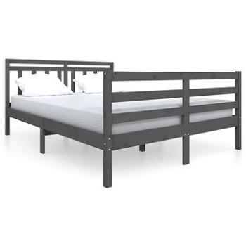 Rám postele sivý masívne drevo 135 × 190 cm Double, 3100631