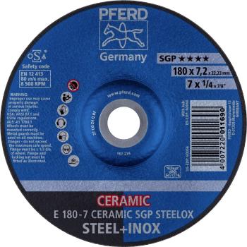 PFERD 62217300 E 180-7 CERAMIC SGP STEELOX brúsny kotúč lomený  180 mm 22.23 mm 10 ks