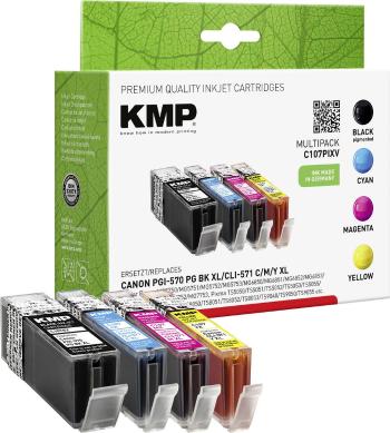 KMP Ink náhradný Canon PGI-570 XL, CLI-571 XL kompatibilná kombinované balenie čierna, zelenomodrá, purpurová, žltá C107