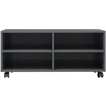 TV stolík s kolieskami sivý vysoký lesk 90 × 35 × 35 cm drevotrieska (800188)