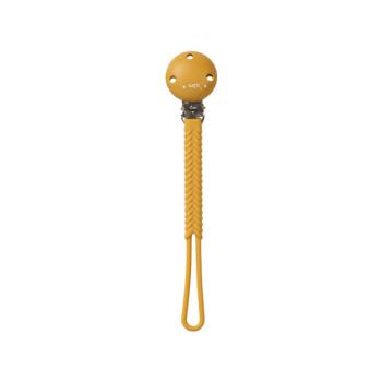 Saro Baby Braided Silicone Pacifier Holder spona na cumlík Mustard 1 ks