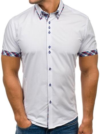 Biela pánska košeľa s krátkymi rukávmi BOLF 6540