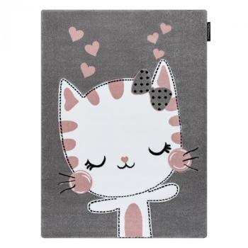 Detský koberec PETIT - Mačička - sivý Kitty rug - grey 80 x 150 cm