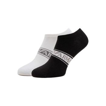 Emporio Armani  2 Pack Knitted Logo Trainer Socks - White/Black  Kotníkové ponožky