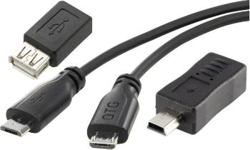 Renkforce #####USB-Kabel USB 2.0 #####USB-Micro-B Stecker, #####USB-A Buchse 15.00 cm čierna s funkciou OTG, SuperSoft o