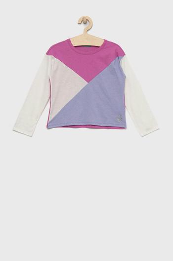 Detská bavlnená košeľa s dlhým rukávom United Colors of Benetton fialová farba,