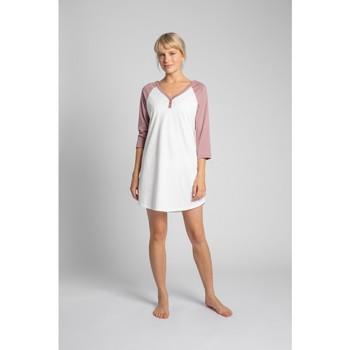 Lalupa  Pyžamá LA018 Bavlnená farebná košeľa na spanie - ecru  viacfarebny
