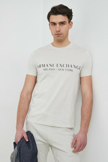 Bavlnené tričko Armani Exchange biela farba, s potlačou