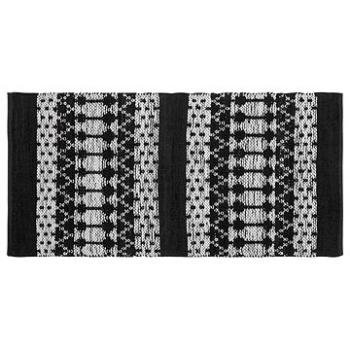 Kožený koberec 80 × 150 cm čierny/béžový SOKUN, 181570 (beliani_181570)