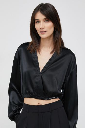 Blúzka Calvin Klein Jeans dámska, čierna farba, jednofarebná