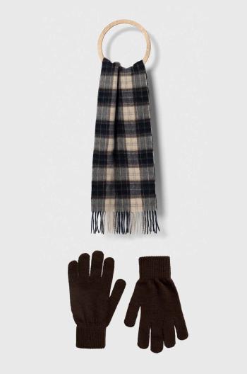 Šál a rukavice Barbour Tartan Scarf & Glove Gift Set hnedá farba, vzorovaný, MGS0018