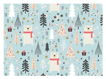 Baliaci papier LUX - Vianočné stromčeky a medvede - listy 100x70 cm - MFP Paper