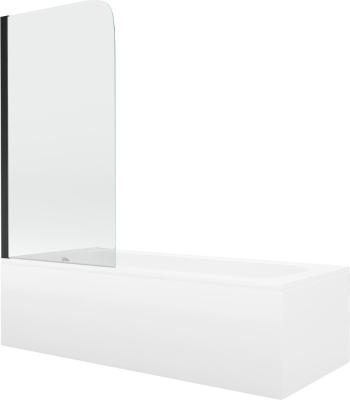 MEXEN/S - Vega obdĺžniková vaňa 180 x 80 cm s panelom + vaňová zástena 70 cm, transparent, čierna 550118080X9007017000