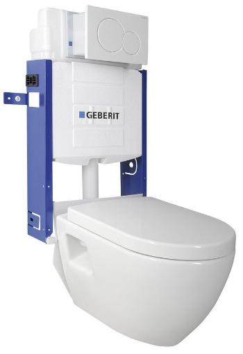 Závesné WC Nera s podomietkovou nádržkou a tlačidlom Geberit, biela WC-SADA-17