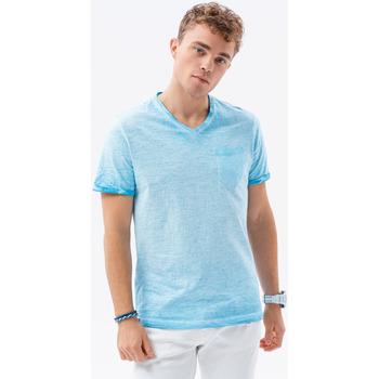 Ombre  Tričká s krátkym rukávom Pánske tričko bez potlače S1388 - V3 blankytná modrá  viacfarebny
