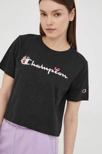 Bavlnené tričko Champion 115045 čierna farba,
