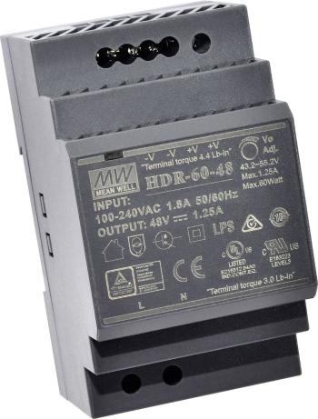 Mean Well HDR-60-15 sieťový zdroj na montážnu lištu (DIN lištu)  15 V/DC 4 A 60 W 1 x