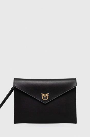 Kožená listová kabelka Pinko čierna farba
