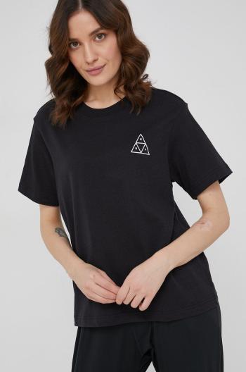 Bavlnené tričko HUF čierna farba
