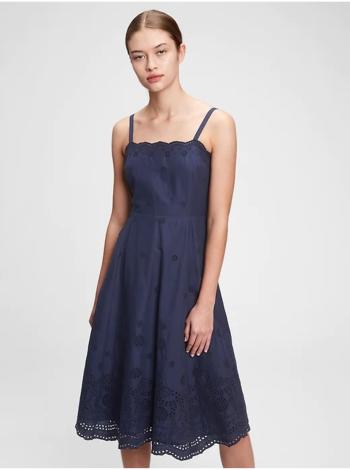 Šaty squareneck eyelet midi dress Modrá