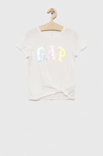 Detské bavlnené tričko GAP biela farba