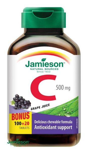 Jamieson Vitamín C 500 mg tablety na cmúľanie s príchuťou hrozna 120 tbl.