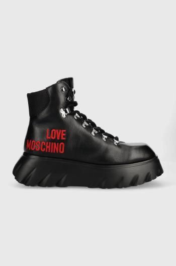 Workery Love Moschino dámske, čierna farba, na platforme,