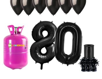 HeliumKing Hélium párty set na 80. narodeniny s čiernymi balónmi