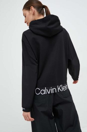 Tréningová mikina Calvin Klein Performance Effect čierna farba, s kapucňou, jednofarebná