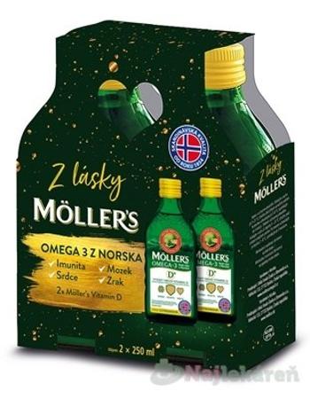 MOLLER´S Omega 3 RYBÍ OLEJ + vitamín D, citrónová príchuť 2x250 ml