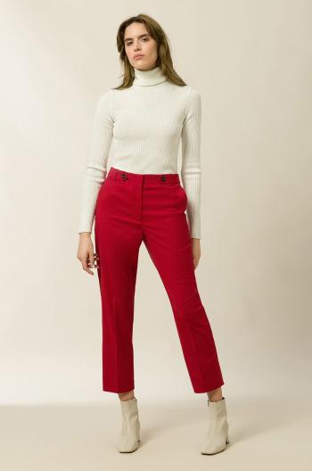 Nohavice Ivy & Oak dámske, červená farba, rovné, vysoký pás