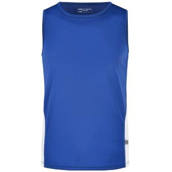 James & Nicholson Pánske športové tričko bez rukávov JN305 - Kráľovská modrá / biela | XXXL