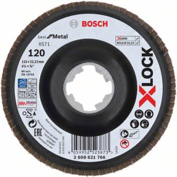 Bosch Accessories 2608621766 Lamelový disk X-LOCK, kovový, so zahnutým dizajnom, G 120, X571, 115 mm, K120 Priemer 115 m