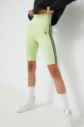 Šortky adidas Originals Trefoil Moments dámske, zelená farba, s nášivkou, vysoký pás