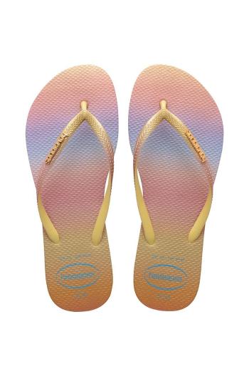 Žabky Havaianas SLIM GRADIENT dámske, žltá farba, na plochom podpätku, 4146908.1732