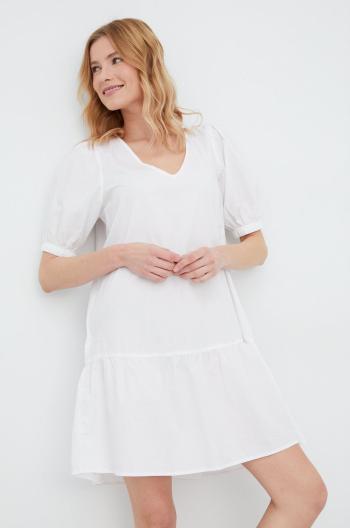 Bavlnené šaty Vero Moda biela farba, mini, áčkový strih