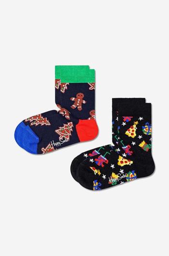 Detské ponožky Happy Socks Gingerbread & Gifts 2-pak čierna farba, KGAG02-6500