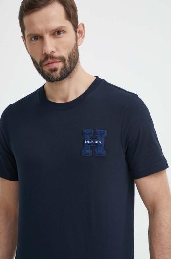 Bavlnené tričko Tommy Hilfiger pánske, tmavomodrá farba, s nášivkou, MW0MW34436