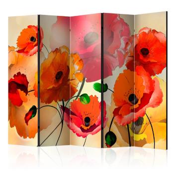 Paraván Velvet Poppies Dekorhome 225x172 cm (5-dielny)