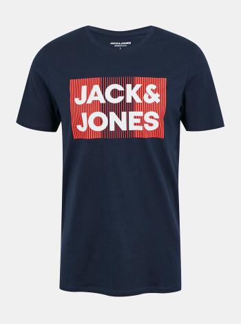 Tmavomodré tričko s potlačou Jack & Jones
