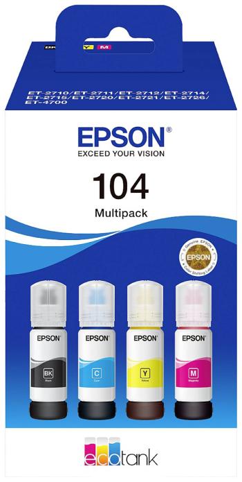 Epson Ink 104 EcoTank Multipack originál kombinované balenie čierna, zelenomodrá, žltá, purpurová C13T00P640