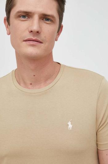 Bavlnené tričko Polo Ralph Lauren béžová farba, jednofarebné