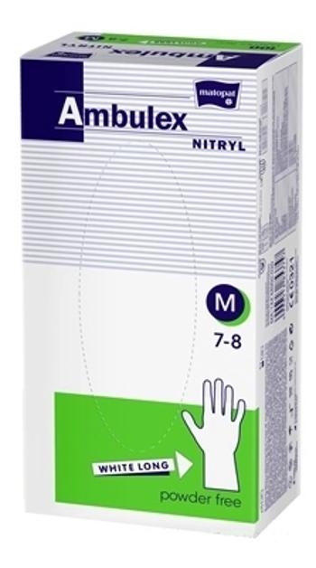 Ambulex - nitrylové rukavice biele, veľkosť M, 100 ks