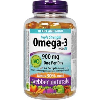 Webber Naturals Omega-3 3jitá sila 900 mg + vit. D3 Bonus IVO cert. 50 +15gel 65 ks