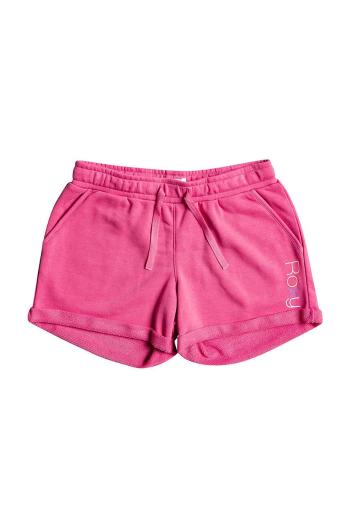 Detské krátke nohavice Roxy ružová farba, jednofarebné, nastaviteľný pás